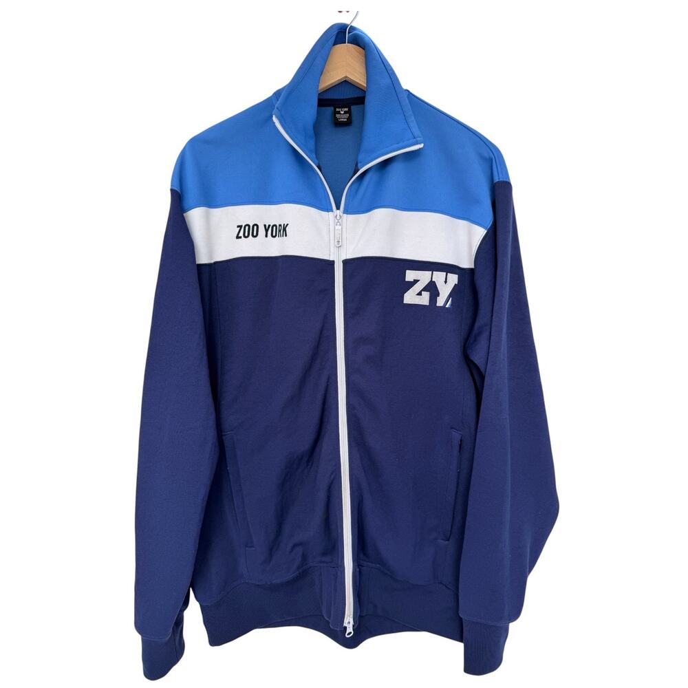 Zoo York Track Jacket Mens Large Blue White Full Zip Athletic Streetwear